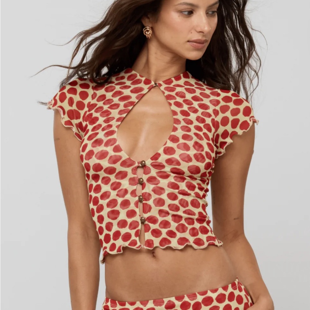 RESA Red and Cream Polka Dot Blouse